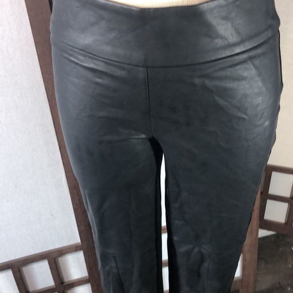 Princess Vera Wang self face faux leather legging sz 5 exposed gold back zipper - Picture 1 of 12